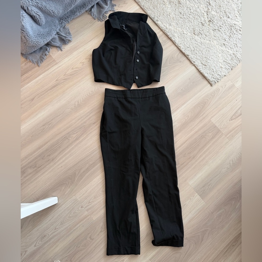 Rachel Zoe Women's Black Straight-Leg Dress Pants with Matching Vest Top